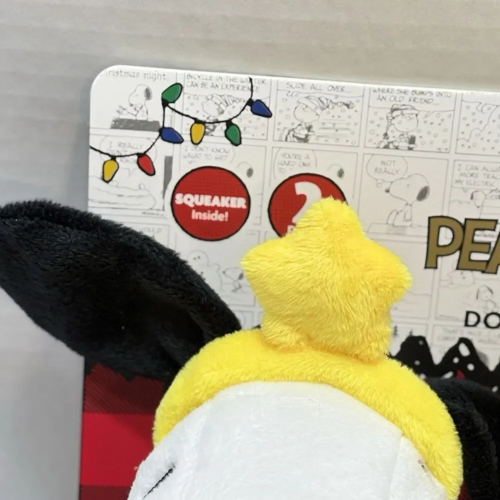 Peanuts 2 Pack Dog Toys Snoopy & Woodstock Christmas Plush Squeaky New